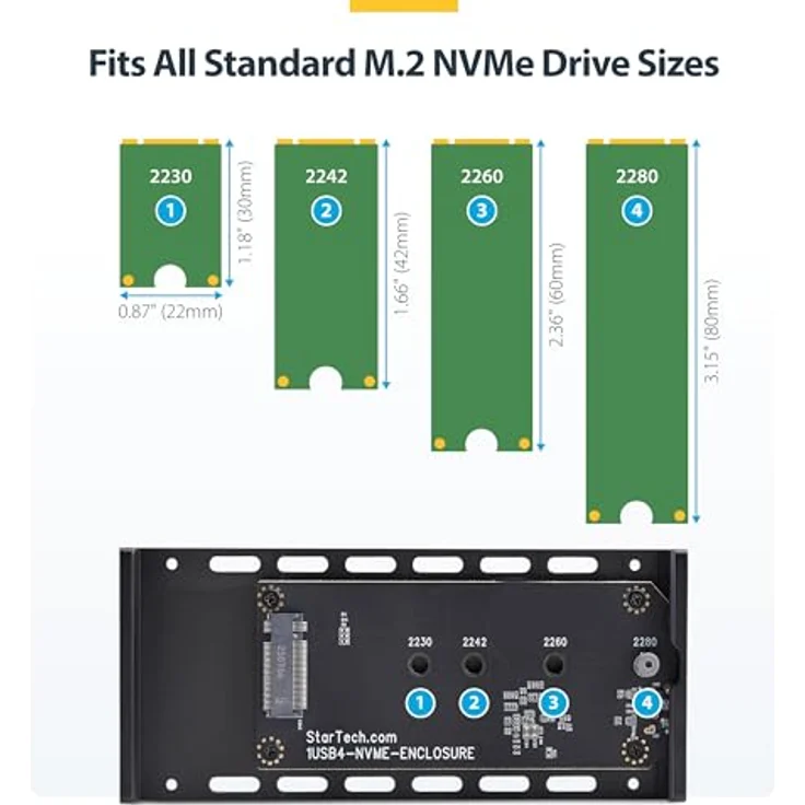 StarTech 1USB4-NVME-ENCLOSURE (M.2), ultrakompaktes USB4 Festplattengehäuse mit bis zu 3.800 MB/s, Schwarz – Bild 5