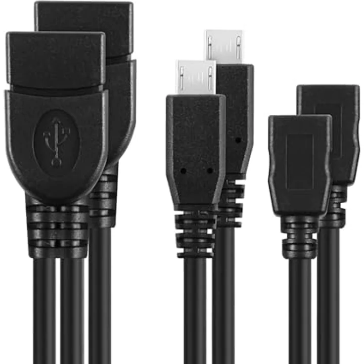 conecto 2X USB-OTG Adapter-Kabel Micro-USB 2.0-Stecker USB-Buchse Typ A + Strom-Anschluss für Externe Festplatte und andere Geräte – Bild 4