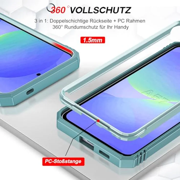 LeYi Fallschutz Hülle für Samsung Galaxy A57 5G, Grüne Schutzhülle mit Schiebe Kamera Abdeckung, 2 Hartglas Folien, Metallständer, Kratzfest und Stoßfest – Bild 5