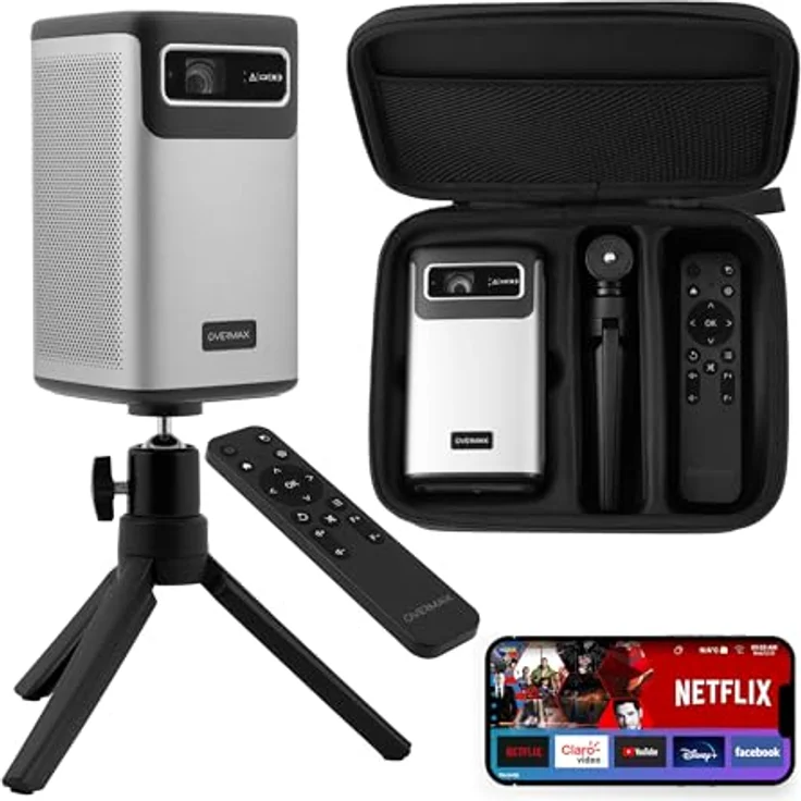 Overmax MULTIPIC 8.1 Beamer (5000 lm, 10,000:1, 3840 x 2160 - 4K px, Android/4K/Wi-Fi/USB-C/8000mAh-Mobiler/Touchpad/30 -200) - Tragbarer Business-Beamer mit 4K-Auflösung und 5000 Lumen, Schwarz – Bild 2