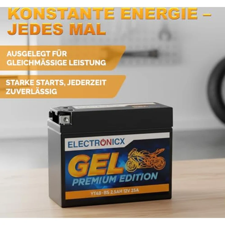 Electronicx YT4B-BS GEL Motorradbatterie 2.3Ah 12V - wartungsfrei, auslaufsicher, rüttelfest für Motorrad, Roller und Quad – Bild 4