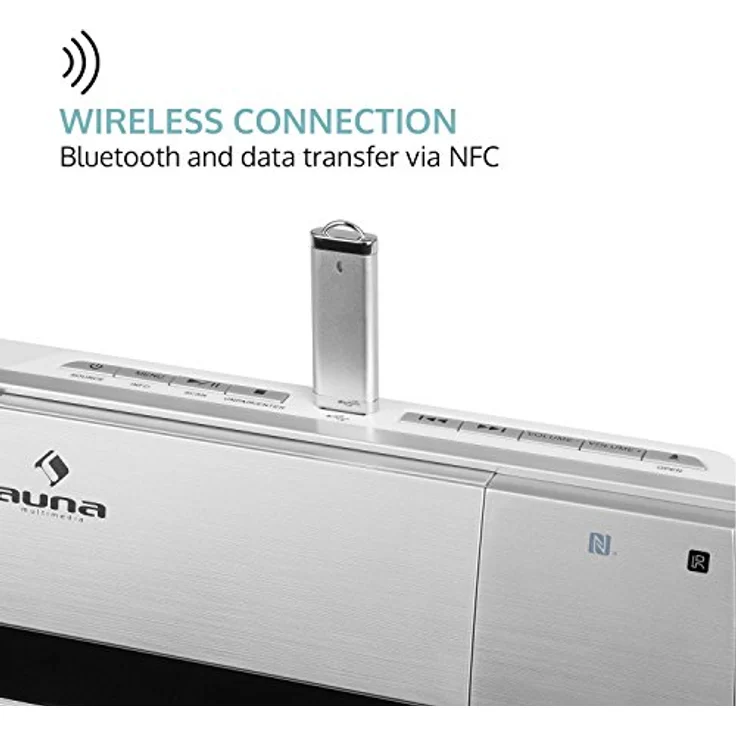 auna V-20 DAB Vertikal-Stereoanlage Bluetooth NFC CD USB MP3 DAB+ UKW RDS Silber – Bild 7