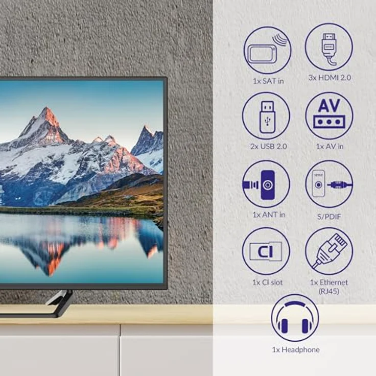 STRONG SRT40FF4003C Fernseher 40", HD-TV mit DVB-T3 Tuner, 60 Hz Full HD, 3X HDMI, CI-Slot, 2X USB, VESA 200x200, Schwarz – Bild 3