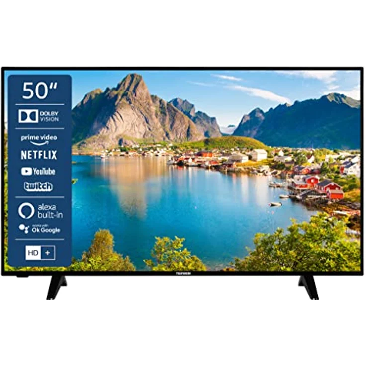 Telefunken D50U550X1CW 50 Zoll Fernseher/Smart TV (4K UHD, HDR Dolby Vision, LED, Triple-Tuner, WLAN, Alexa Built-in) - inkl. 6 Monate HD+ [2022], schwarz – Bild 1
