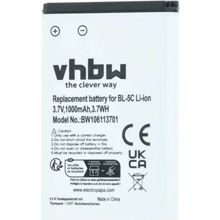 vhbw 2X Akku für Ushining M2301, Lithium-Ionen, 1000 mAh, 3,7 Volt, wiederaufladbar – Bild 5