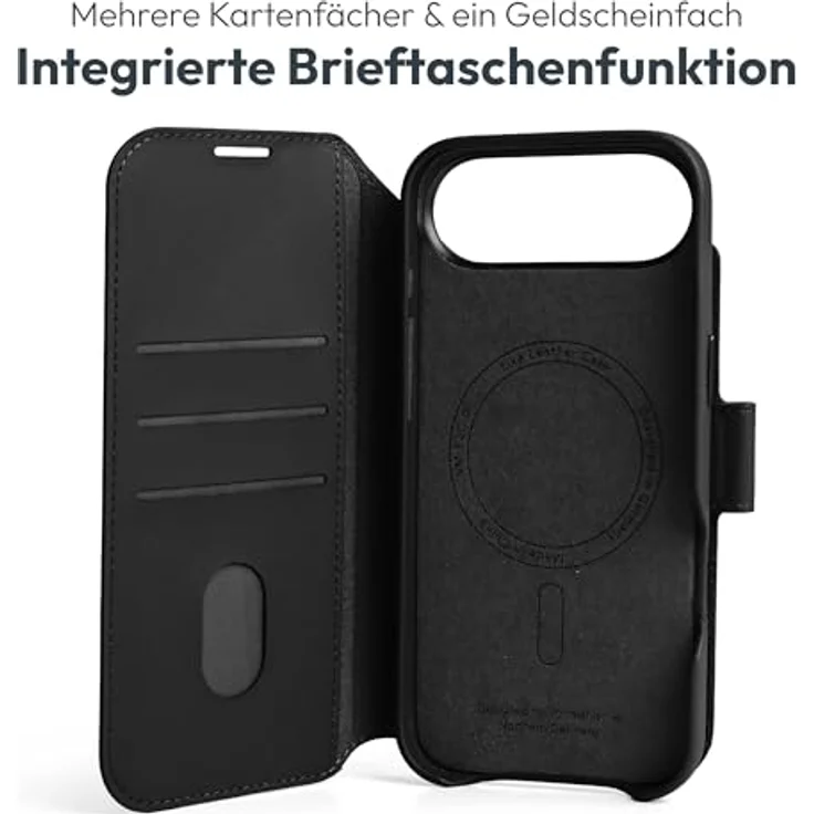 Vonmählen Back Cover Vegan Leather für iPhone Air, Smartphone Hülle aus recyceltem Material, Schwarz, kompatibel mit MagSafe Zubehör – Bild 4