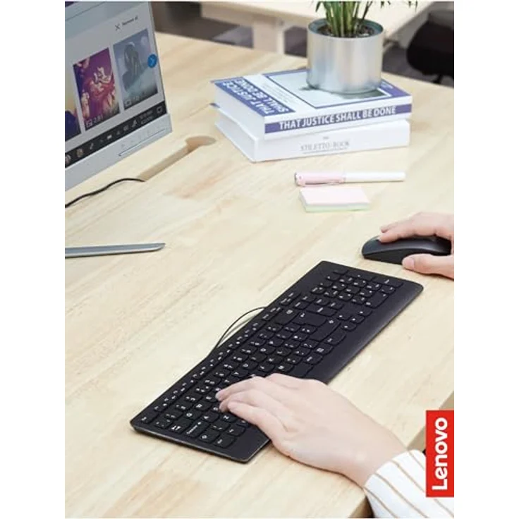 Lenovo 300 USB Combo Keyboard&Mouse USB (US, Kabelgebunden), Tastatur, Schwarz – Bild 6