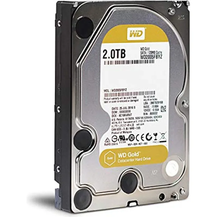 WD Gold Datacenter Hard Drive WD2005FBYZ - Festplatte - 2 TB - intern - 3.5 Zoll (8.9 cm) - SATA 6Gb/s - 7200 rpm - Puffer: 128 MB (WD2005FBYZ)