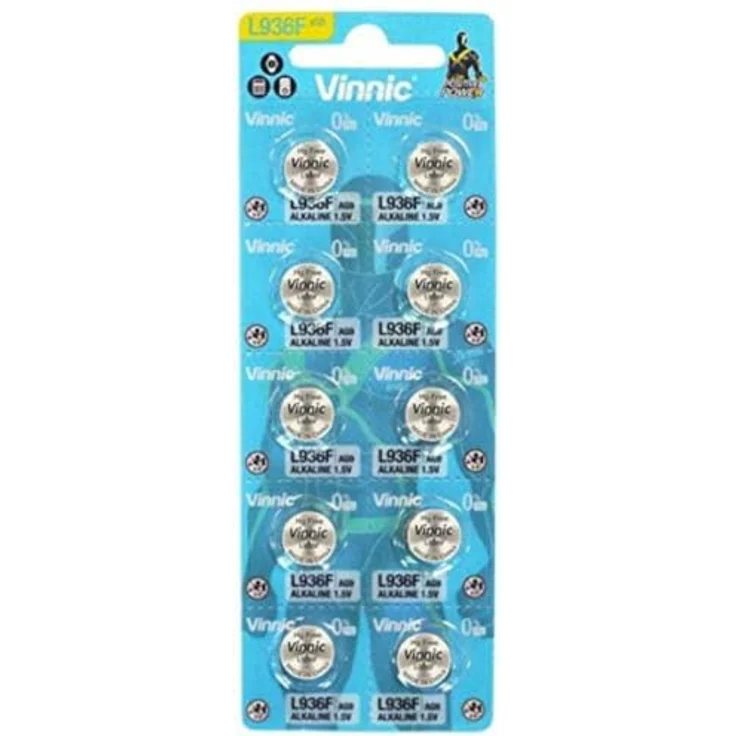 Vinnic BOTON Alkaline AG9 L936F LR45, 10er Blisterpackung für Langzeitnutzung