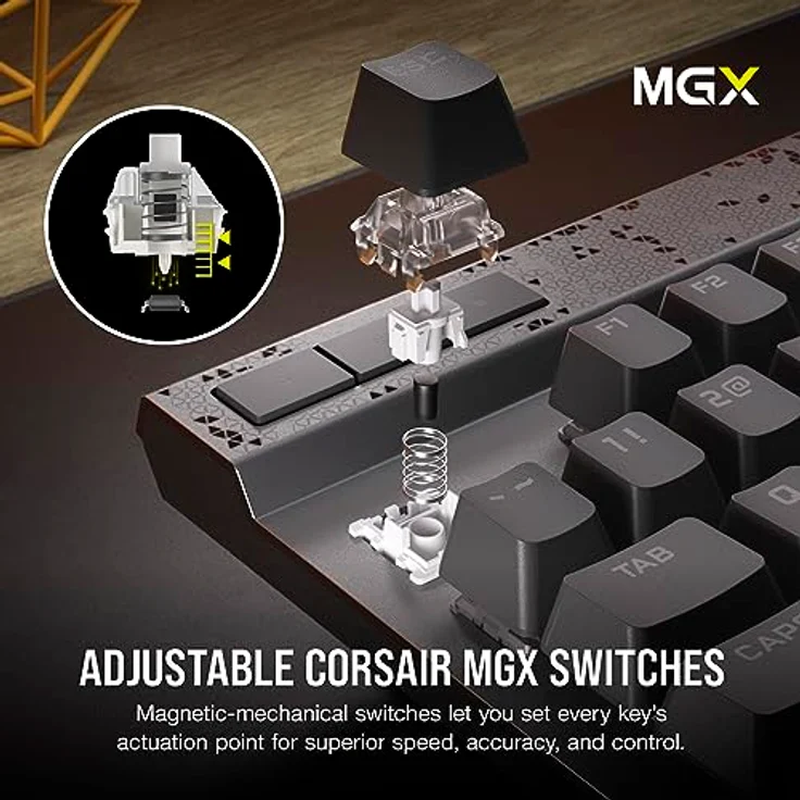 Corsair K70 MAX RGB Magnetisch-Mechanisch Gaming-Tastatur - MGX-Schalter mit Einstellbarer Aktivierung - PBT Double-Shot Tastenkappen - iCUE Kompatibel - QWERTY NA Layout - Stahlgrau – Bild 3