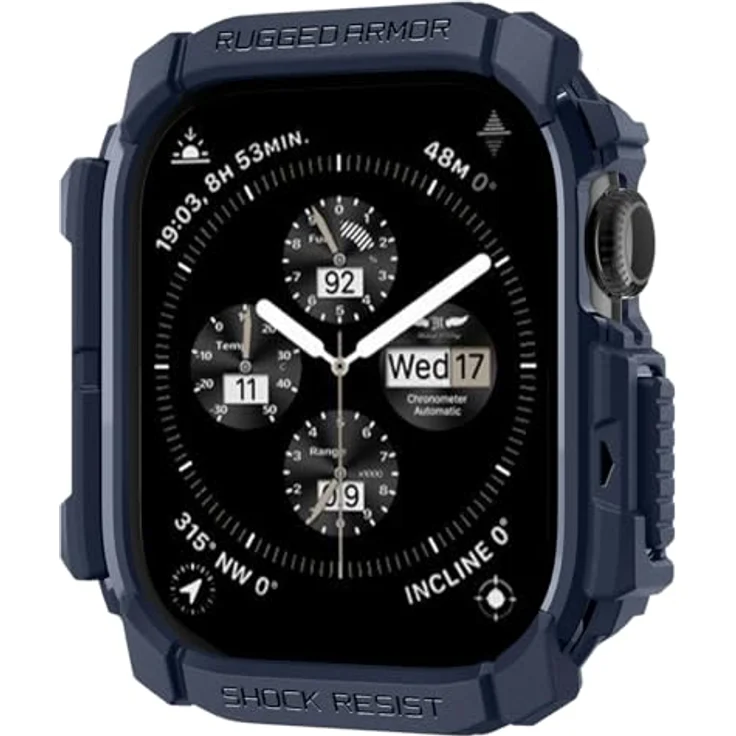 Spigen Rugged Armor Hülle für Apple Watch 10 46mm (2024) - Marineblau, Kratzfeste TPU mit erhöhten Rändern – Bild 1