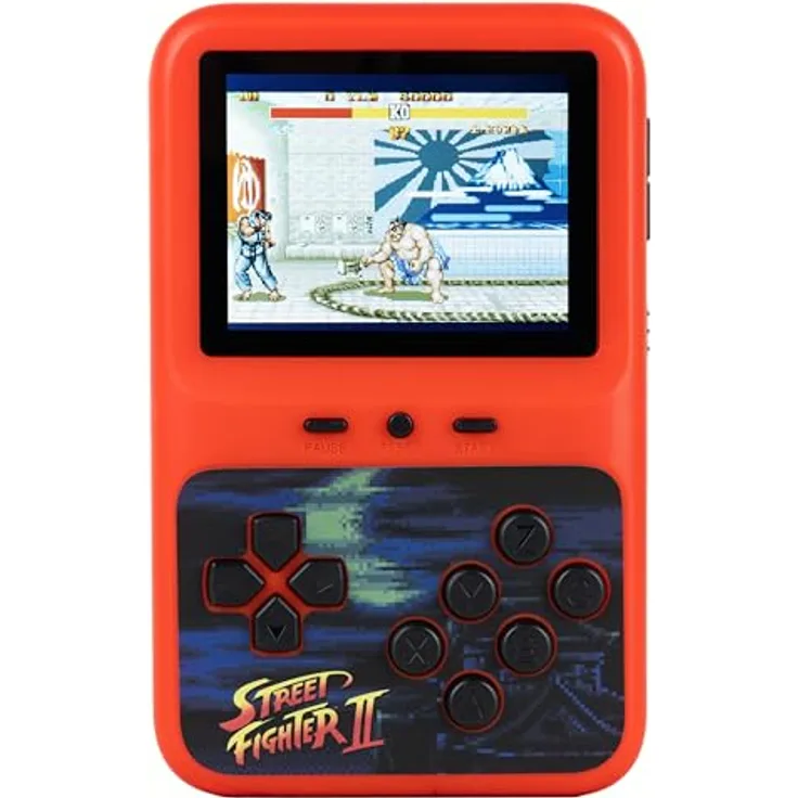 Fizz creations Street Fighters 2 Champion Edition, Retro Handheld Spielekonsole mit farbigem Display und 12 klassischen Charakteren