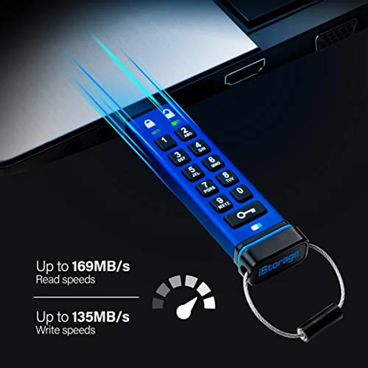 iStorage datAshur PRO 256 GB | verschlüsselter USB Speicherstick | FIPS 140-2 Level 3 zertifiziert | Passwortgeschützt | staub- und wasserabweisend, schwarz – Bild 2
