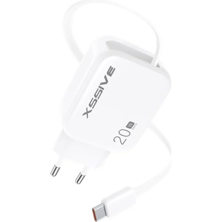 Xssive 20W PD GAN Schnellladegerät mit einziehbarem USB-C Kabel, ideal für iPhone und Smartphones – Bild 1