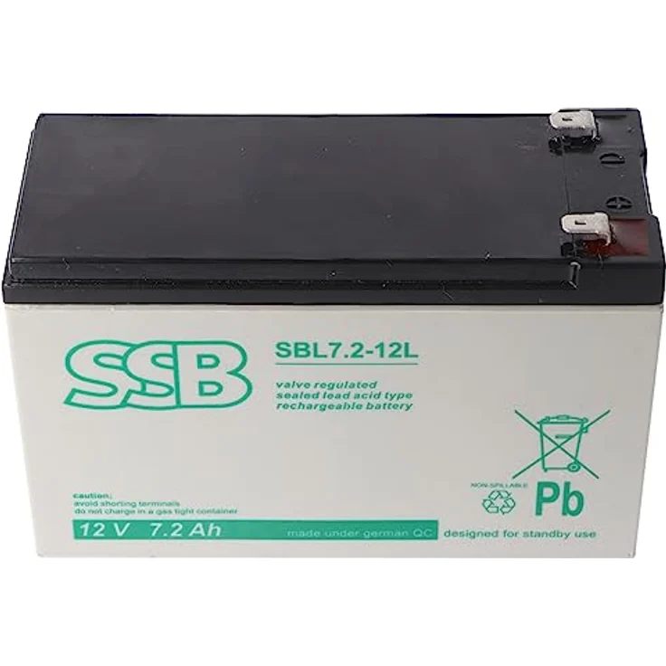 SSB SBL7.2-12L, AGM Bleiakku 12V 7,2Ah, ideal für USV-Anlagen und Notbeleuchtung, 151mm x 65mm x 99mm – Bild 2