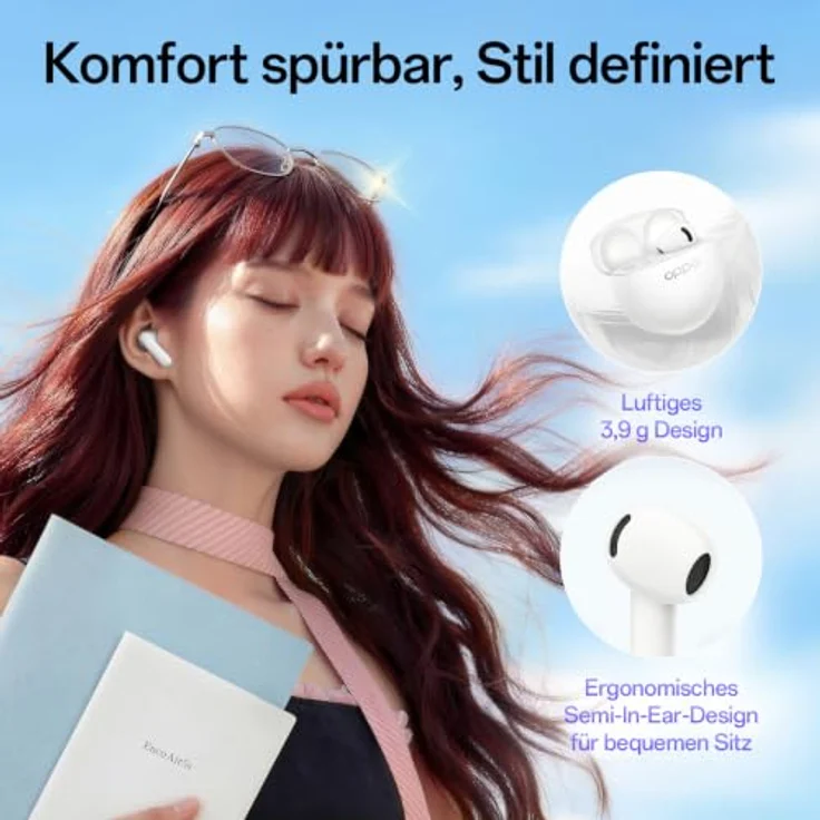 OPPO Enco Air5s, True Wireless Stereo (TWS) Kopfhörer, 20 - 20000 Hz, 13,4 mm Basslautsprecher, Weiß – Bild 3