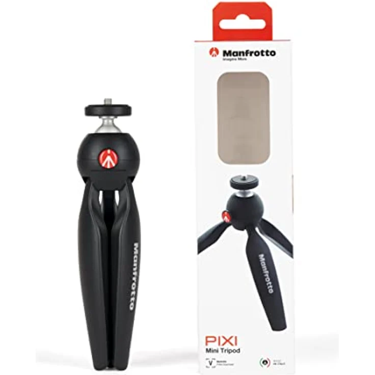 Manfrotto MTPIXIMII-B, PIXI Mini-Stativ mit Handgriff für kompakte Systemkameras, DSLRs, Spiegellos, Video, Hergestellt in Italien, aus Technopolymer und Aluminium, Schwarz – Bild 2