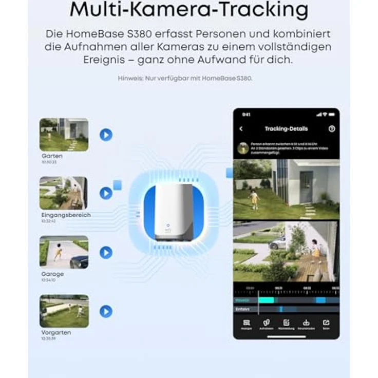 eufy Security eufyCam S4 2‑Kamera‑Set, kabellose Solar‑Überwachungskamera, 4K UHD, 360° Tracking, 8× Hybridzoom, Farbnachtsicht, 16TB lokal – Bild 4