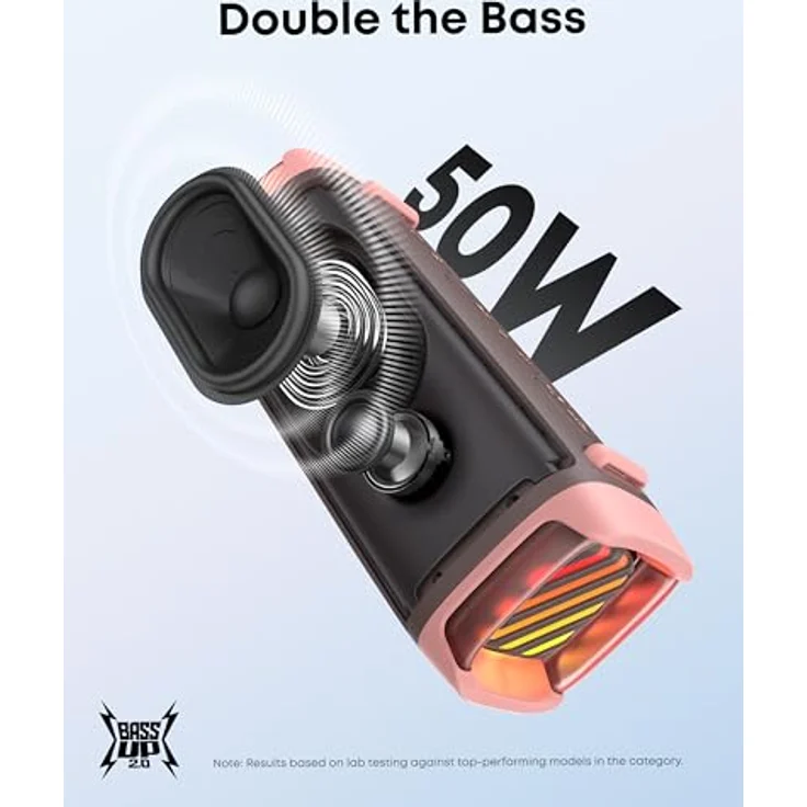 soundcore Boom 3i, Robuster Outdoor Bluetooth Lautsprecher, IP68 wasserdicht, 50W BassUp™ 2.0 Sound, BT 5.3, 16h Akkulaufzeit, Lichtshow, TWS-Stereo, Wüstenrose – Bild 4