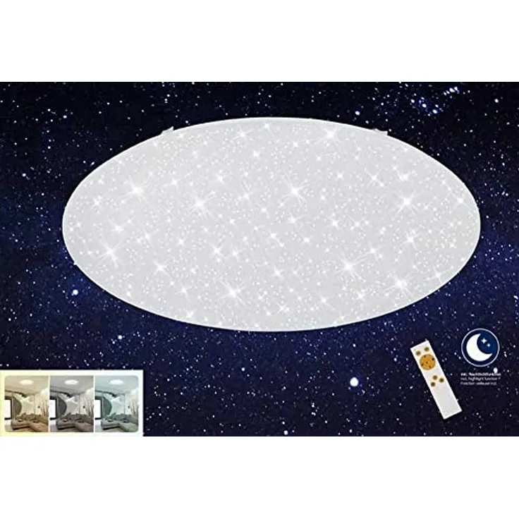BRILONER Leuchten - LED Deckenleuchte, Dimmbar, Farbton einstellbar: warm-Weiß bis kalt-weiß, Deckenlampe inkl. Nachtlicht-Funktion, Timerfunktion, Fernbedienung, D: 74 cm, 80W