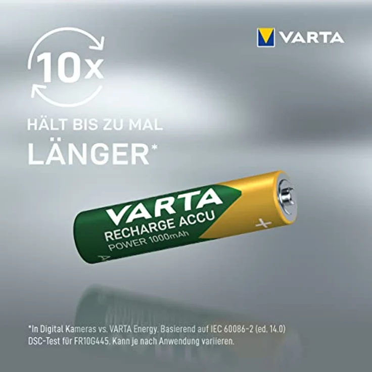 VARTA Rechargeable Accu Ready2Use vorgeladener AAA Micro 1000 mAh Ni-Mh Akku, wiederaufladbar ohne Memory-Effekt, sofort einsatzbereit, 4er Pack – Bild 3