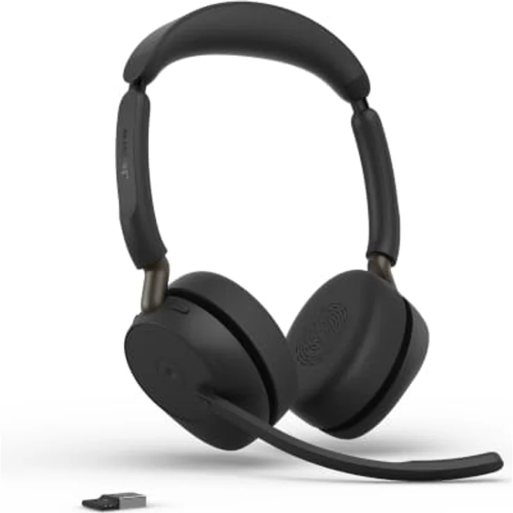 Jabra Evolve3 65 Stereo, LINK 390a, MS On Ear Bluetooth® Headset mit Geräuschunterdrückung, Schwarz – Bild 1
