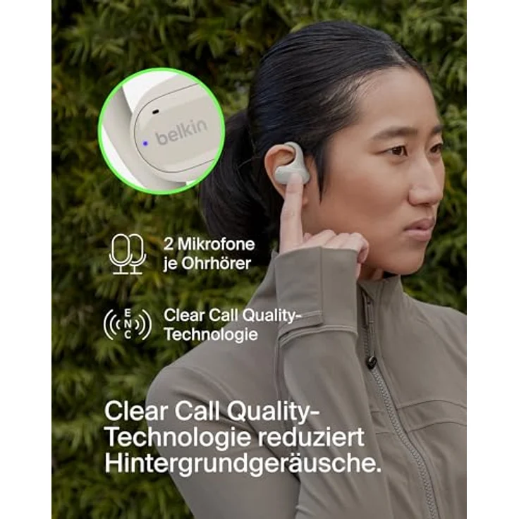Belkin SoundForm ClearFit kabelloser Open-Ear Kopfhörer, Bluetooth, wasserfest (IPX5), Sandfarben – Bild 5