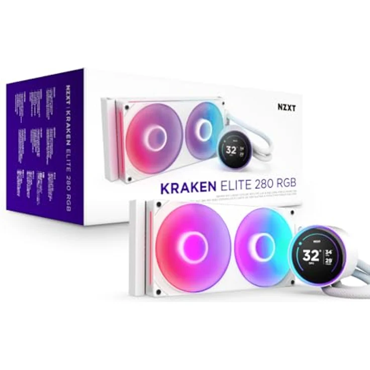 NZXT KRAKEN Elite V2 280 RGB, CPU Wasserkühler mit 2,72 Zoll IPS-Display und RGB-Ring, Weiß – Bild 12