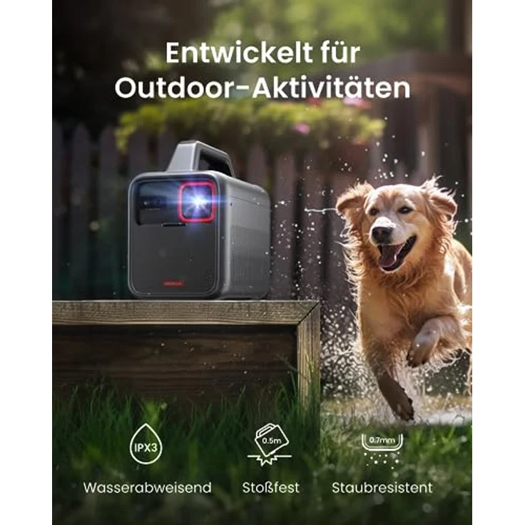 NEBULA Mars 3 Tragbarer Beamer Outdoor, 1000 ANSI-Lumen, AI-gestütztes Bild, integrierter Akku mit bis zu 5h Spielzeit, Android TV, 200 Zoll Heimkino für Zuhause, Camping, Roadtrip, Garten und mehr – Bild 5