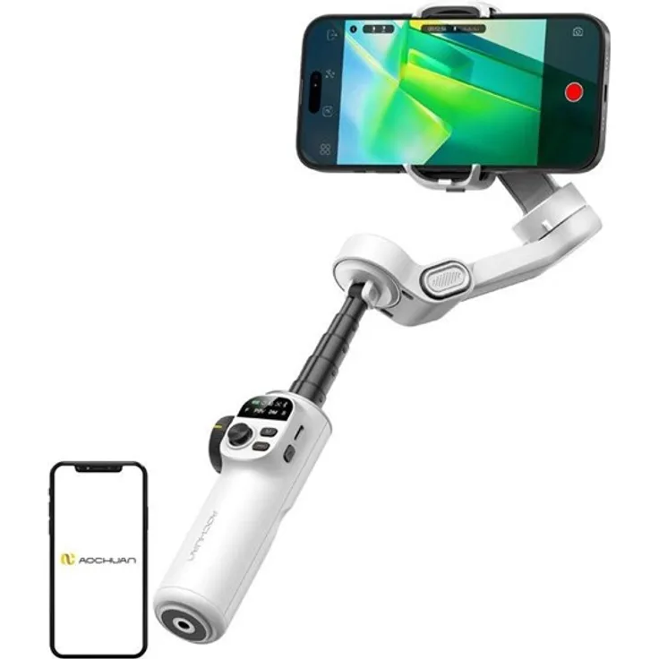 AOCHUAN X2 Standard Gimbal, 3-Achsen Bildstabilisierung mit 20-cm Verlängerungsarm, weiß