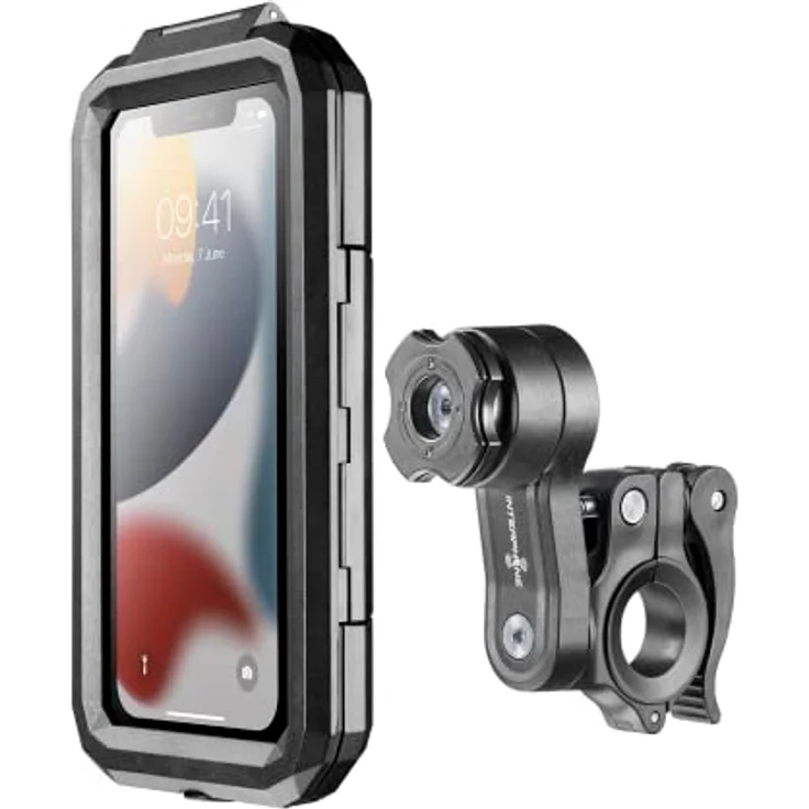 Interphone - QUIKLOX Modular System - 2 in 1 - Handyhalterung für Motorräder - Universelle wasserdichte Hartschale für Smartphones bis 6,5" - Lenkerhalterung inklusive – Bild 1