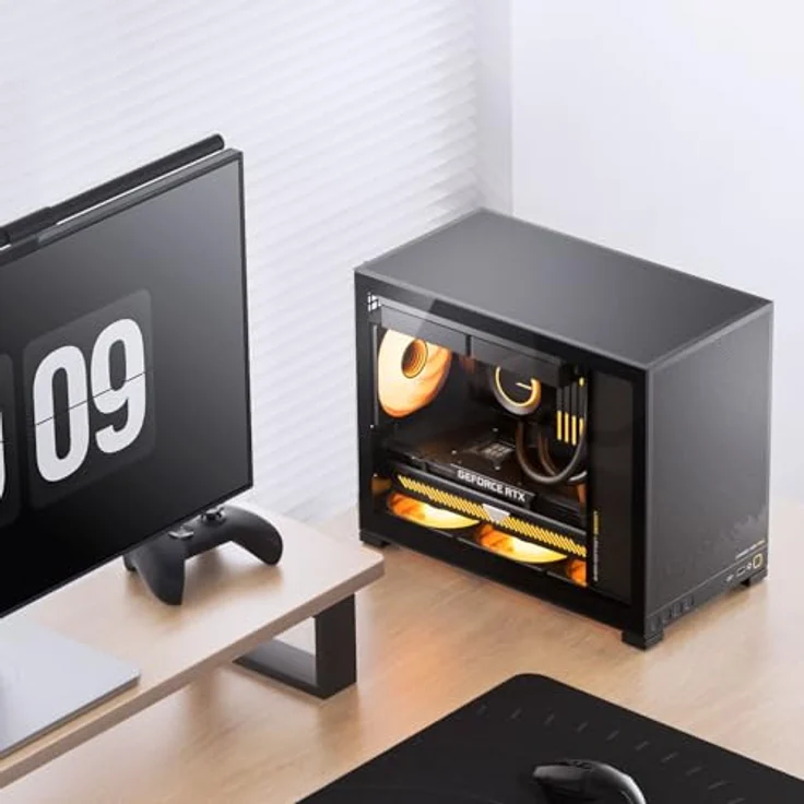 Jonsbo D32 STD Black, Mini-PC-Gehäuse für mATX mit Tempered Glass, unterstützt bis zu sechs 120-mm-Lüfter, max. 240-mm-AiO, schwarz – Bild 6