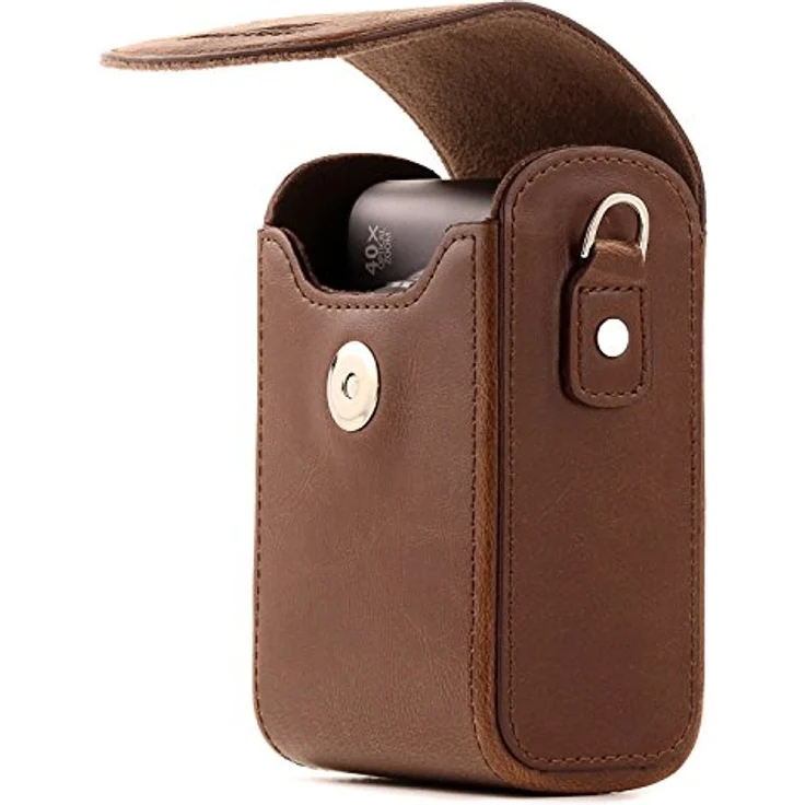 MegaGear Leder Kameratasche mit Trageriemen kompatibel mit Canon PowerShot G7 X Mark III, G7 X Mark II, G7 X – Bild 4