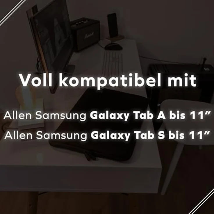 honju Darkroom Neopren Sleeve für Samsung Galaxy Tab A9+ / Active4 Pro / S9 / S9 FE, mit Mikrofaser Innenseite, großem Außenfach und leichtgängigem Reißverschluss – Bild 2