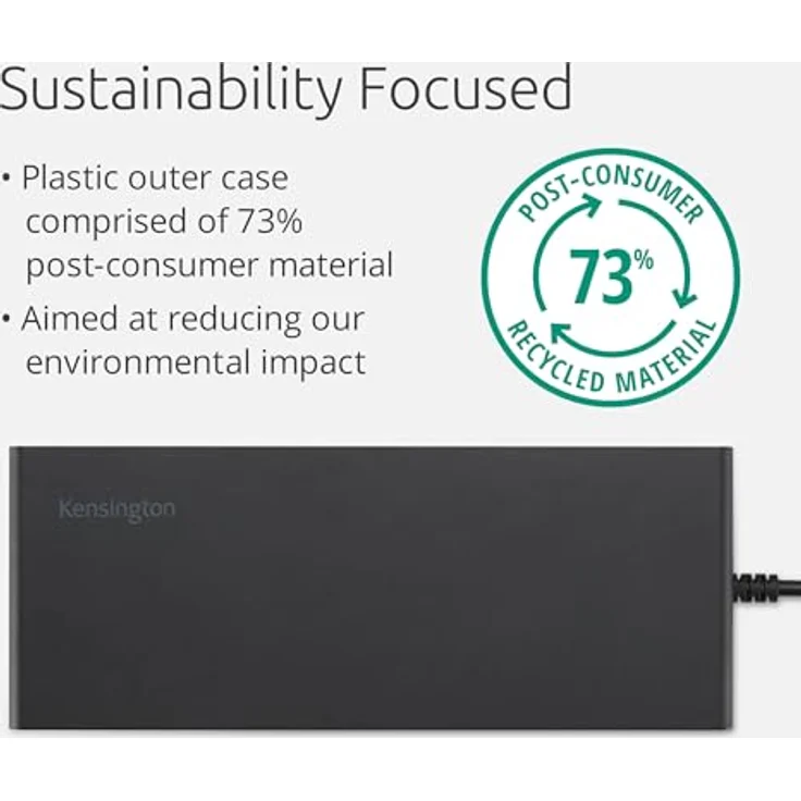 Kensington SD4842P USB-C Triple Video HD (1080p @ 120Hz) Dockingstation, bis zu 100 W Leistungsabgabe, 5 x Plug-and-Charge USB-Anschlüsse, hergestellt aus 73 % recyceltem Material, K32810EU – Bild 2