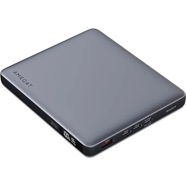 AMEGAT Powerbank 100W, 20000mAh Laptop Power Bank USB C Input&Output 3 Ports, Digitales Display, 65W Fast Recharge, für Laptops, Tablets, Smartphones - Ultraleichte und ultraschnelle Powerbank in Schwarz – Bild 1