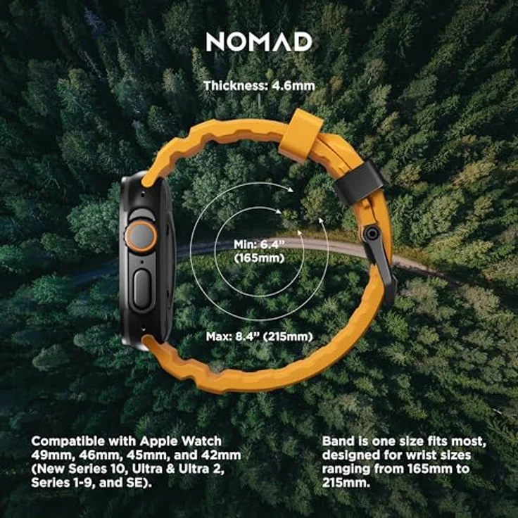"Nomad Smartwatch-Armband Rocky Point Band 42/44/45/49mm Sol Connector, Leistungsstarkes Uhrenarmband in Schwarz" – Bild 2