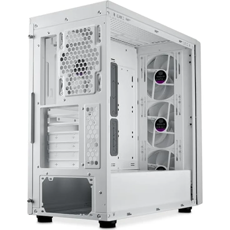 Cooler Master MasterBox 600 – E-ATX-Airflow-Gehäuse Back-Connect-MB- und 420 mm Radiator-fähig, 3 x 140 mm & 1 x 120 mm ARGB-PWM-Lüfter vorinstalliert, gehärtete Glaswand, USB 3.2 Gen 2x2 Typ-C - weiß – Bild 5