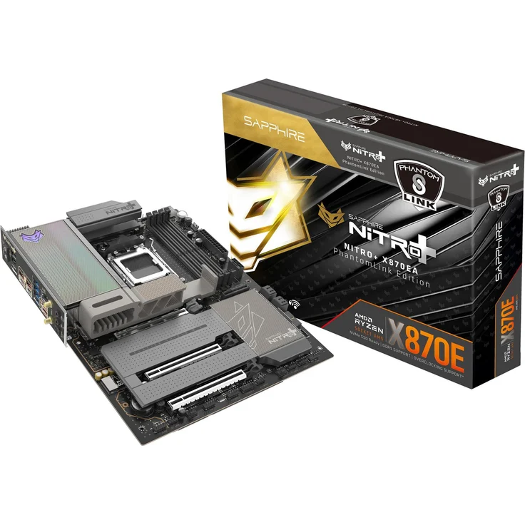 SAPPHIRE NITRO+ X870EA WIFI7 Phantom Link, Mainboard AM5 mit 4 DDR5-Slots, PCIe 5.0, WiFi 7, ATX