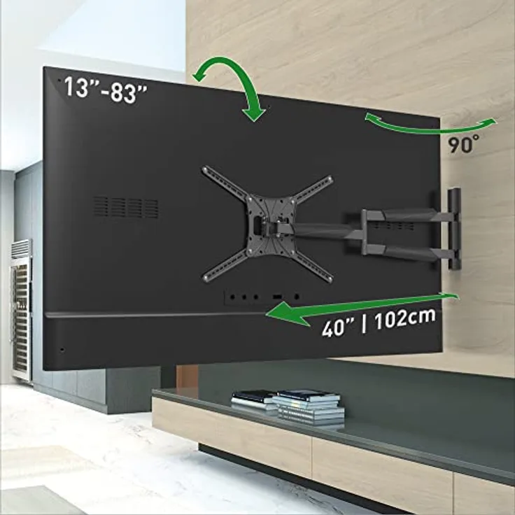 Barkan 102cm Lange TV Wandhalterung, 13-83 Zoll Schwenkbar/Neigbar/Vollbewegung TV Halterung, hält bis 50Kg, extra Langer Auszug, für LED OLED LCD, Max. VESA 600x400, BM443XL