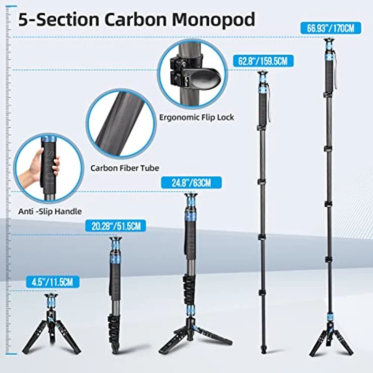 SIRUI P-325FL Carbon Einbeinstativ 170 cm mit Fliplocks + Standspinne – Bild 6