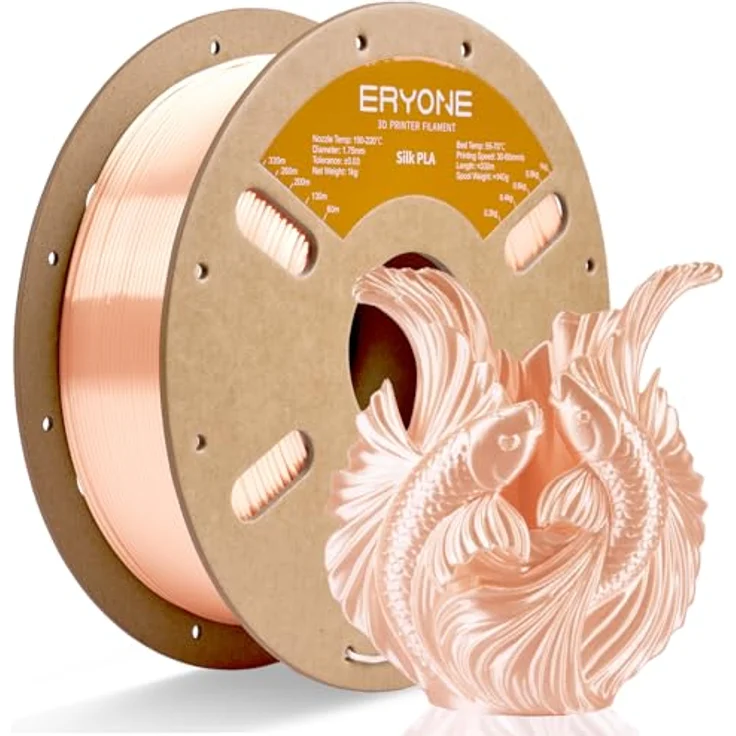 ERYONE Silk PLA Filament 1.75 mm, 1 kg Spule, Seiden PLA Apricot, hohe Druckqualität, kompatibel mit gängigen 3D-Druckern – Bild 1