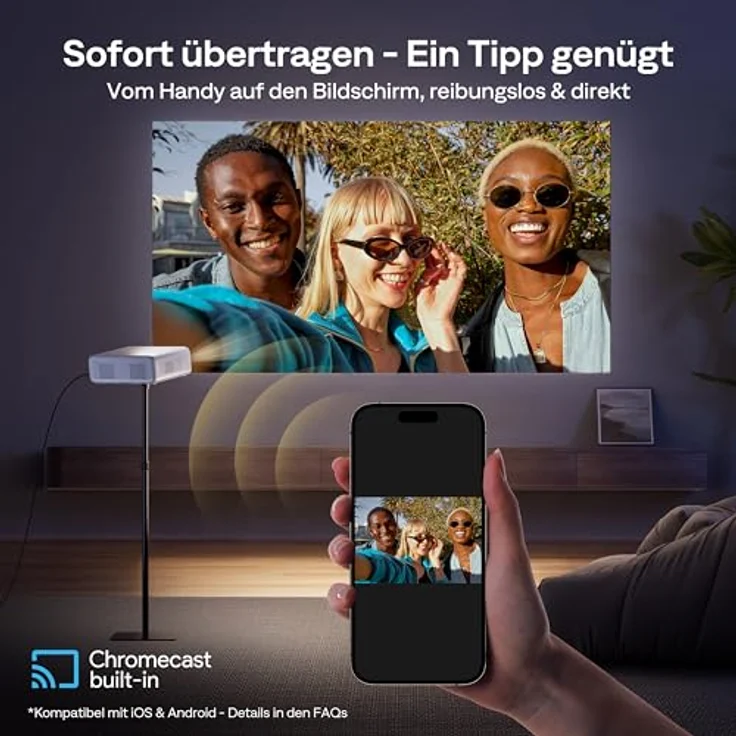 Aurzen Eazze D1G Beamer, 4K Smart Projektor mit Google TV, Autofokus, Trapezkorrektur, DoIby Audio, WiFi & Bluetooth, Weiß – Bild 5