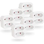 greate 6X Doppelstecker für Steckdose 2fach bis zu 1100W - Steckdosenadapter 2fach weiß, erhöhter Berührungsschutz, Eurostecker Verteiler
