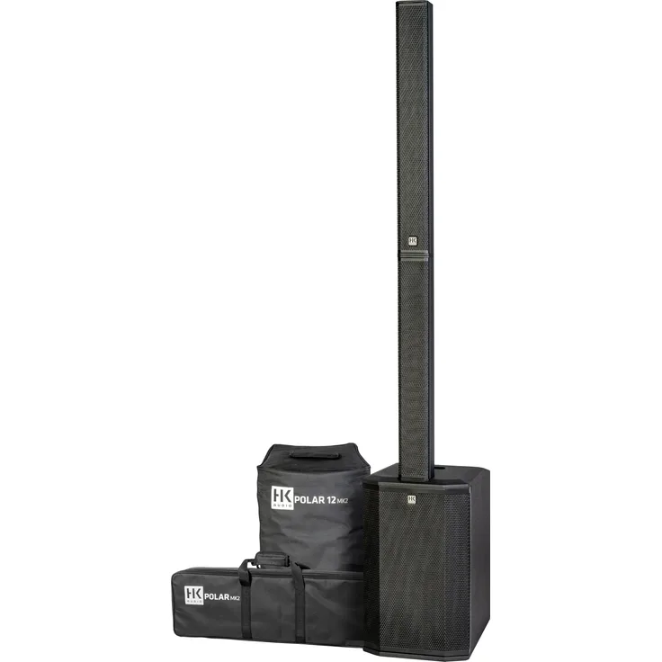 HK Audio Polar 12 MK2, aktives Säulen-PA-System mit 2000 W Leistung, Bluetooth 5.0, tiefschwarz