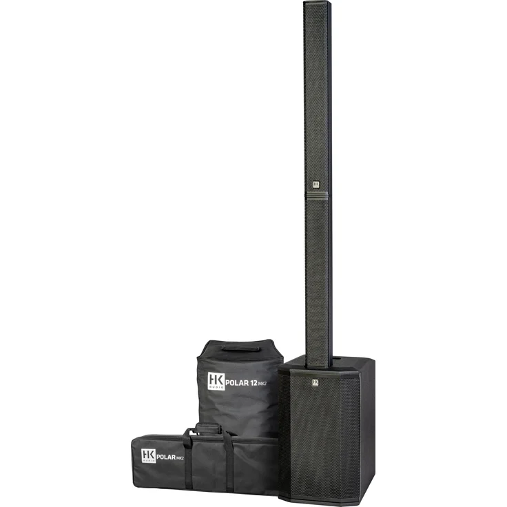 HK Audio Polar 12 MK2, aktives Säulen-PA-System mit 2000 W Leistung, Bluetooth 5.0, tiefschwarz