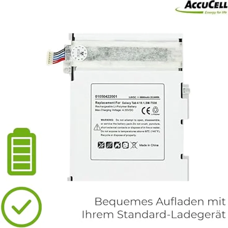 Samsung Akku SM-T530, Galaxy Tab 4 10.1 EB-BT530FBE, 6800mAh Li-Polymer-Batterie, grau/weiß – Bild 5