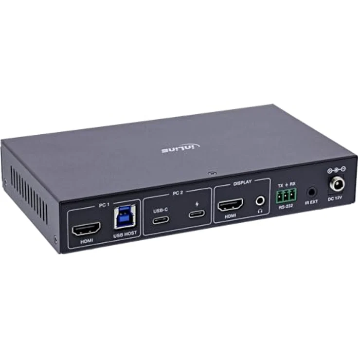InLine KVM Switch 2-fach, HDMI & USB-C, 4K60Hz, Umschalter mit Ladefunktion, Schwarz – Bild 2