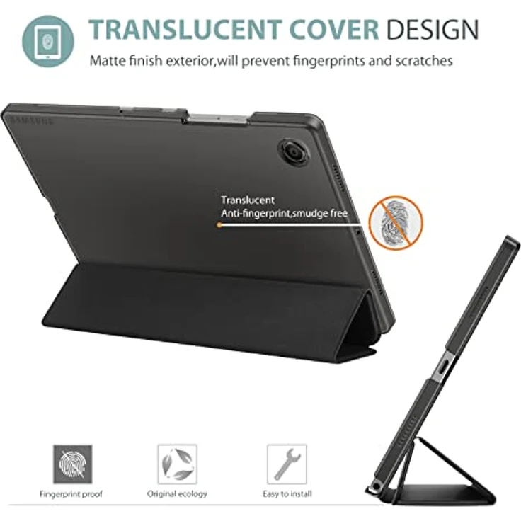 ProCase Hülle für Galaxy Tab A8 10.5” (SM-X200/X205) 2022, ultra dünn, leicht, Dreifach Falt Klapp Schutzhülle mit Translucent Frosted Rückseite - Schwarz – Bild 4