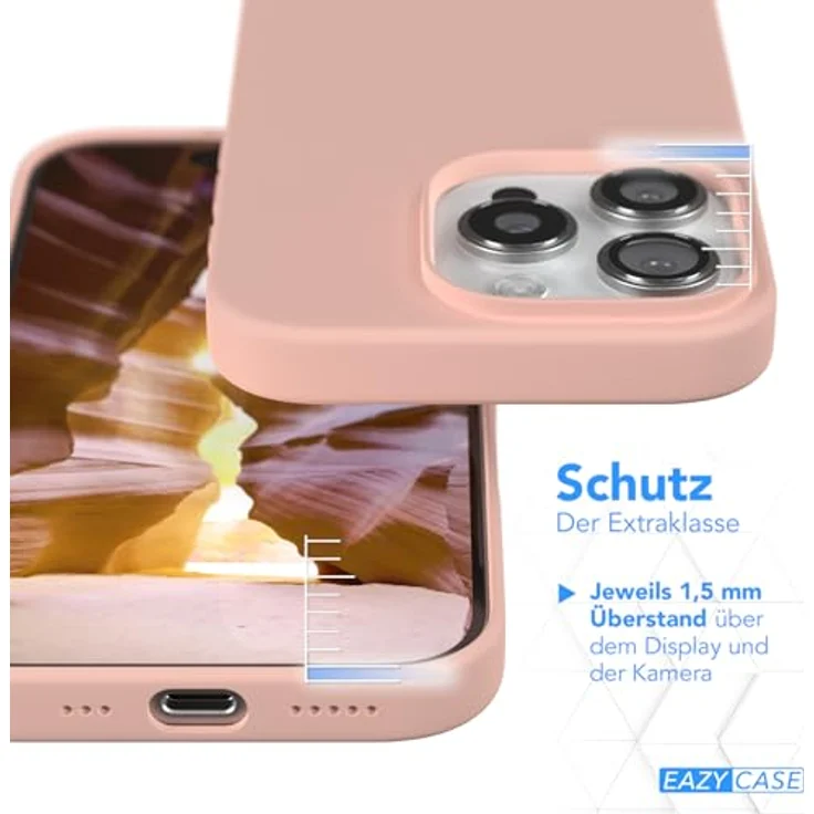EAZY CASE Premium Silikon Handyhülle für iPhone 16 Pro, Slimcover mit Kameraschutz und weichem Innenfutter, rosa – Bild 3